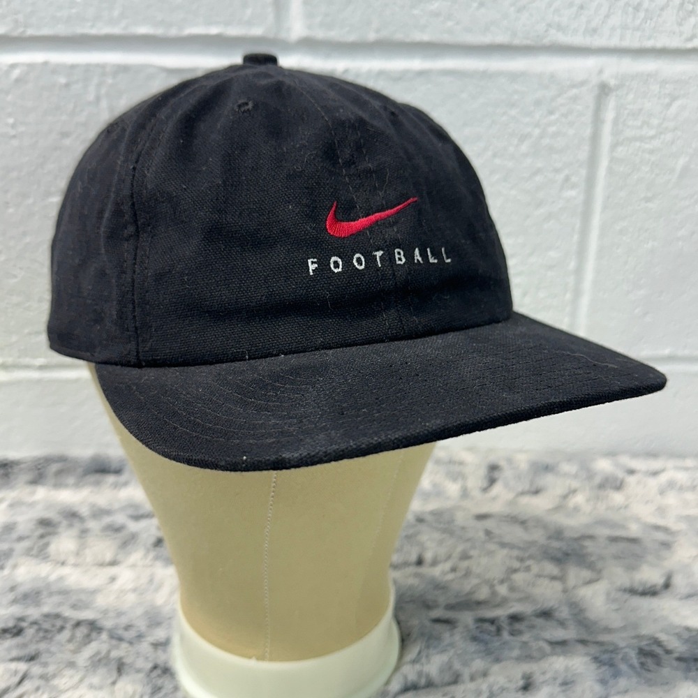 Nike Hat Black Vintage Football Swoosh Strapback / Men's One Size